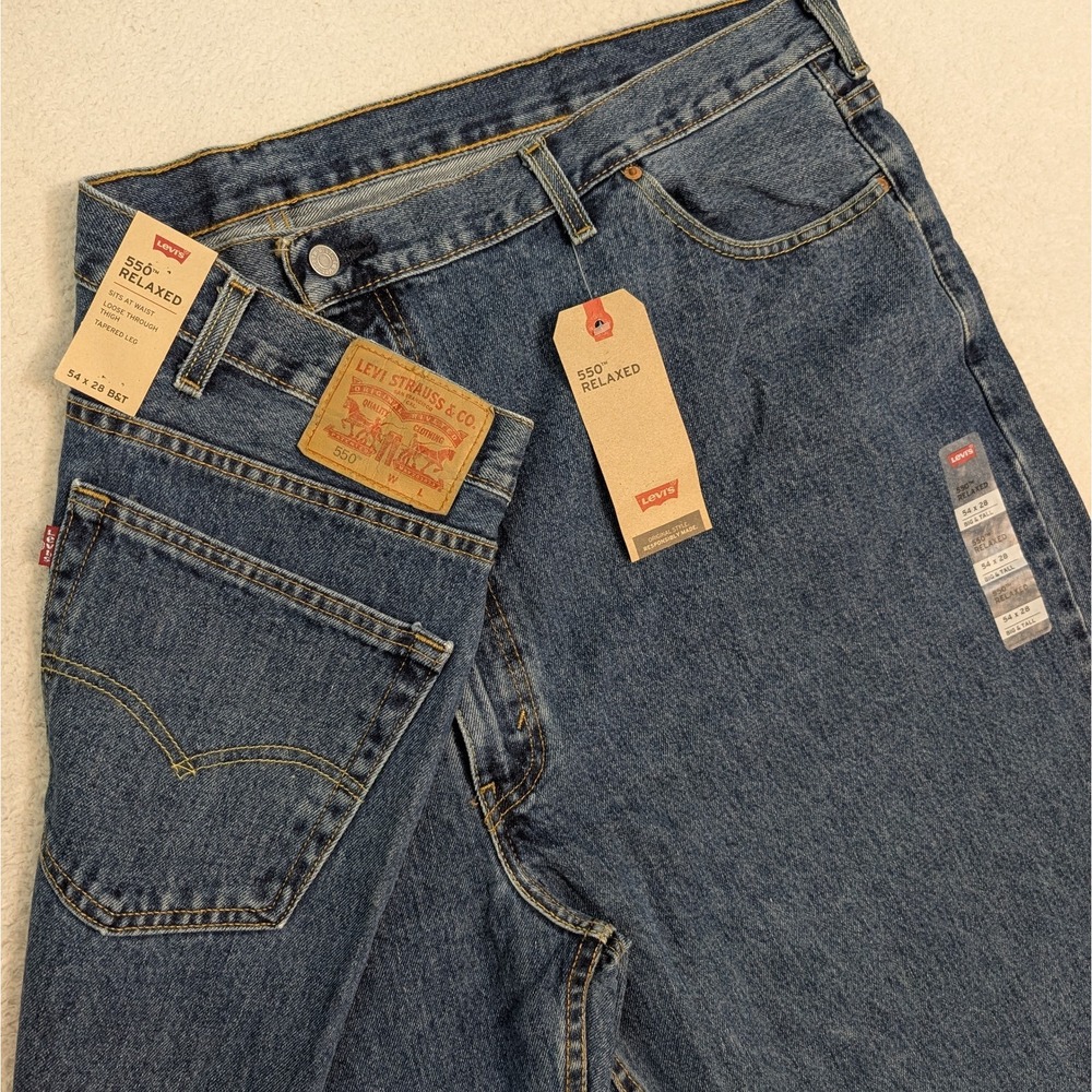 NEW Levi's 550 Relaxed Fit Denim Blue Jeans Men's‎ 54x28 B&T NWT